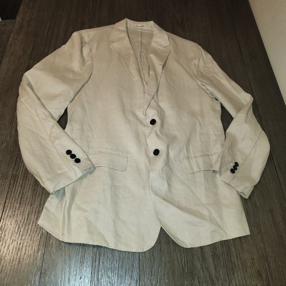 Quince Men’s 100% European Linen Blazer NWT Khaki Large - Picture 2 of 10